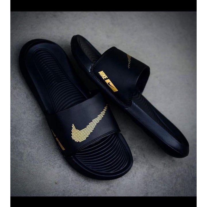 SANDAL SLOP NIK VICTORY BLACK GOLD ELEGANT DIPAKAI PRIA DAN WANITA  SLIDE