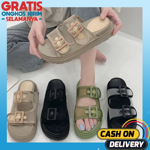 Sandal Korea Samdal Sendal Jalan Wanita Terbaru Kekinian Remaja Import Tali Jelly Pesta Cewek Berkua
