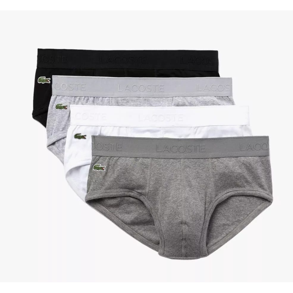 CELANA DALAM LACOSTE Mens Classic Cotton Brief 4-Pack / LACOSTE UNDERWEAR ORIGINAL LACOSTE BRIEF