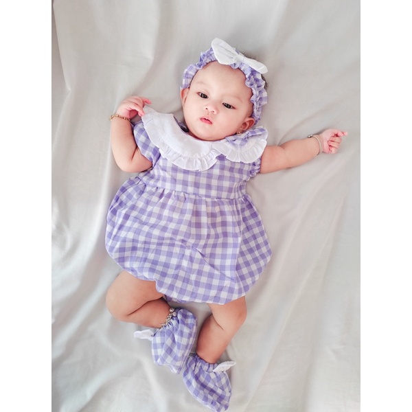 baju bayi baru lahir anak perempuan jumper newborn anak perempuan bayi cewek kado lahiran romper bayi baby newbon 0-12 bulan AMEENA CHECKER JUMPER SET jumper bayi