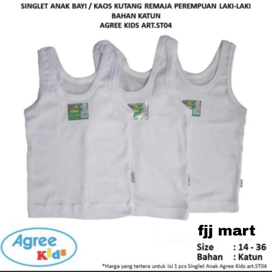 atasan singlet dalam anak cewek / laki laki katun agree kids st 04 kaos kutang katun