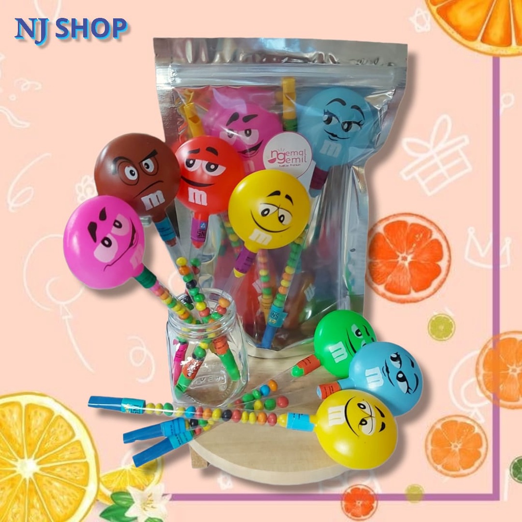 

[Permen Original] - Permen Biskuit Emoji stik Peluit Emoticon Rainbow Candy Stick Kualitas Premium