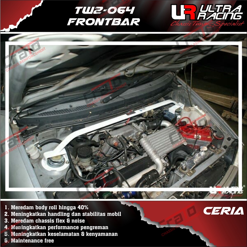 Aksesoris Stabiliser ULTRA RACING Safety Bar - Frontbar Front Strutbar 2 Points - Daihatsu Ceria - T