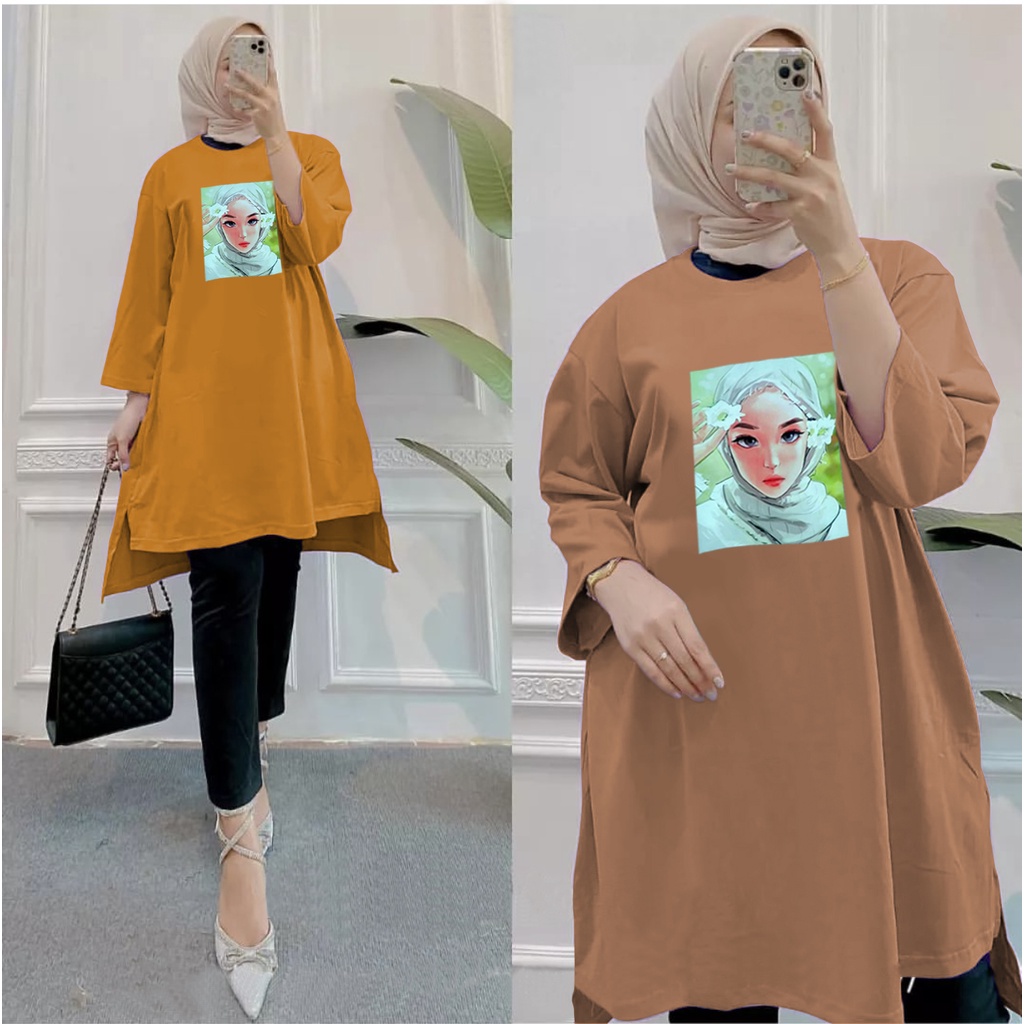 GR TUNIK OVERSIZE BASIC KAOS JUMBO GAMBAR PRINT DTF LEMBUT (BUKAN SABLON) TUNIK BABYTERRY SR03