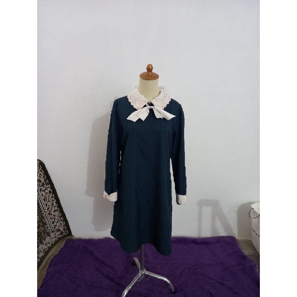 Green Plaid Cotton Dress by Axes Femme