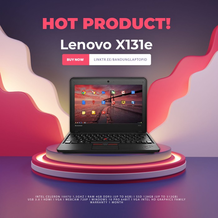 {bekas} LAPTOP SECOND LENOVO THINKPAD X131E CELERON RAM 4GB 128GB SSD MULUS - Chromebook 2GB/16GB SS