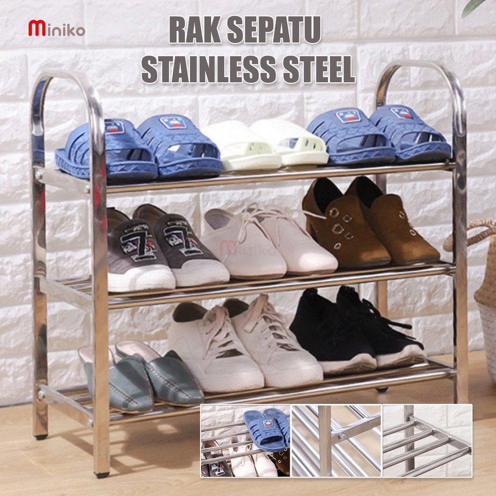 Rak Sepatu &amp; Sendal Stainless Steell 3,4 dan 5 susun  / Tempat Untuk Alas Kaki Bahan Kuat + BOXX