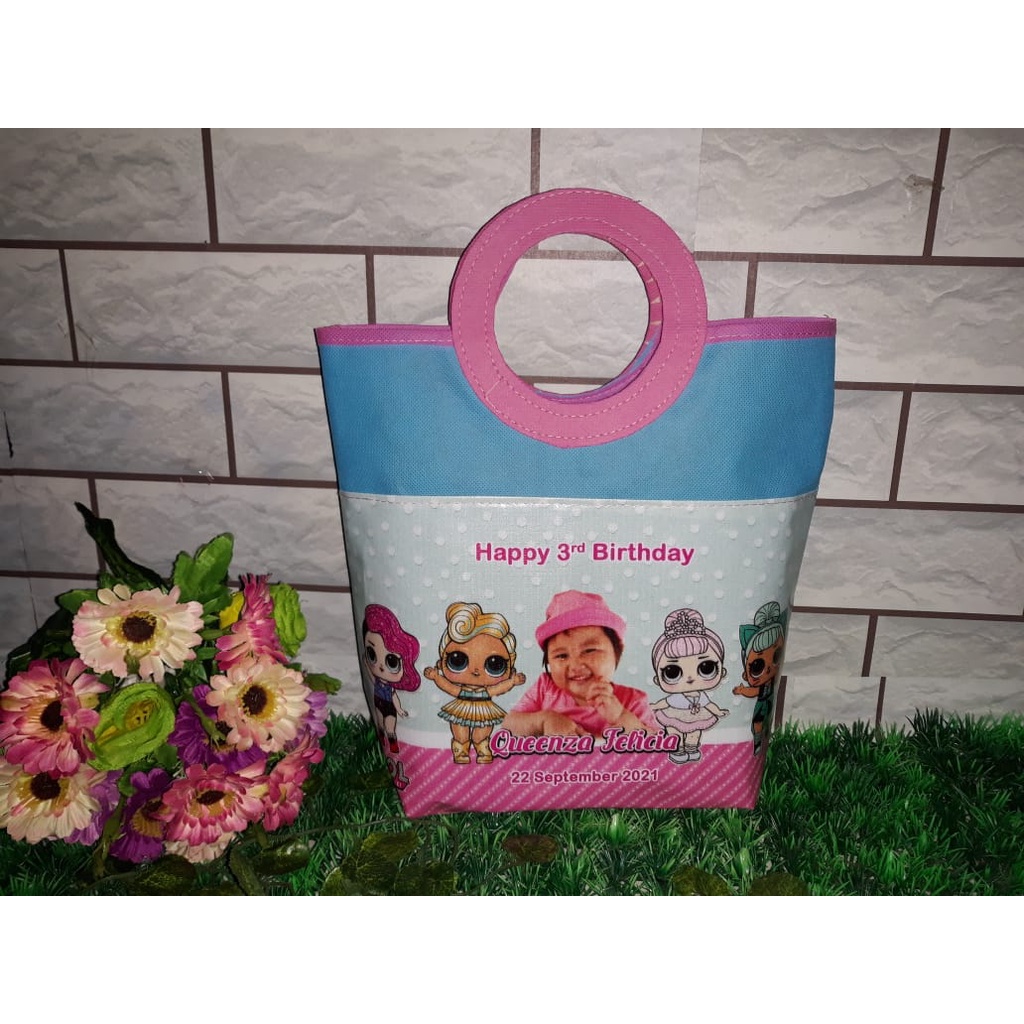 

TAS PEGANGAN BULAT / TAS SOUVENIR ULTAH MURAH FREE DESAIN