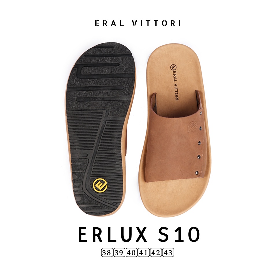 Eral Vittori - Erlux S10 Sandal Pria Kulit Santai Harian Tan