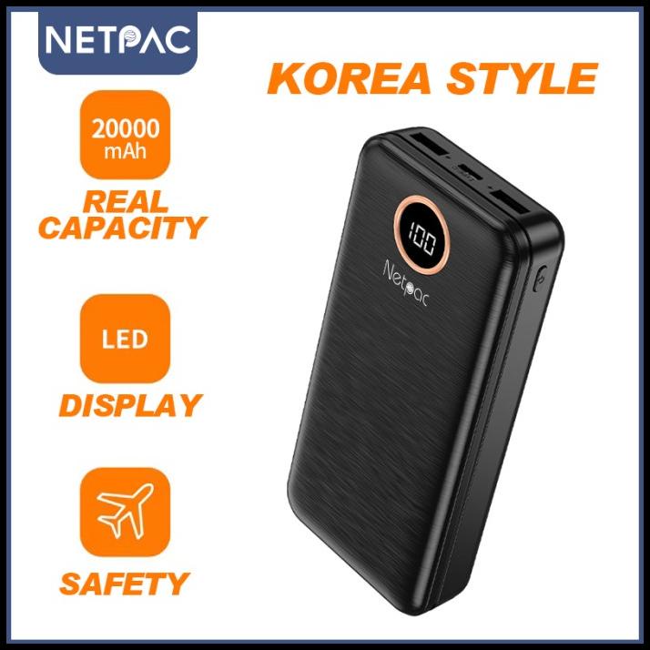Power Bank 20000 Mah Real Capacity Gaya Korea Led Original Netpac