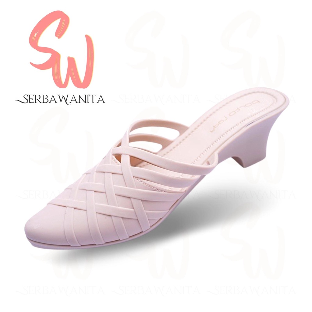 Sepatu Selop Wedges Wanita Korea Terbaru Porto SNT