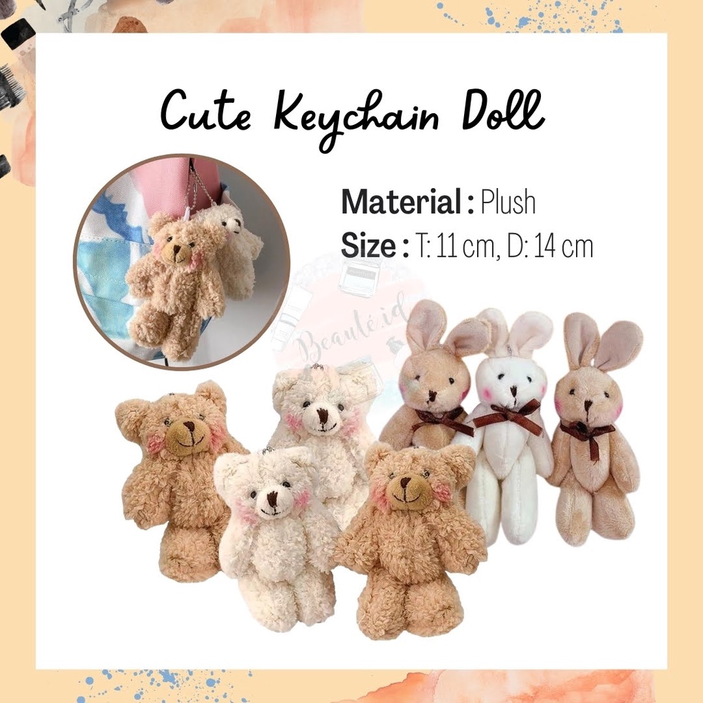 Gantungan Kunci Model Boneka Teddy Bear / Rabbit Lucu Imut Lembut Besar Bahan Plush Gantungan Tas Ransel Sekolah Kerja / Tas Jinjing Jalan Kunci Mobil Motor Bahan Berkualitas Untuk Hadiah / Sovenir