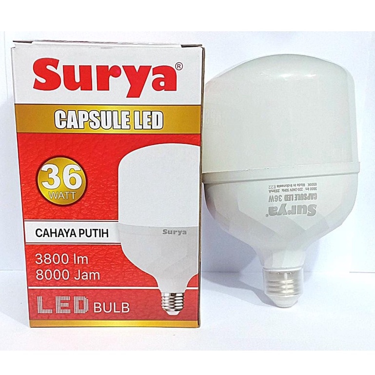 Surya Capsule Bohlam Lampu LED 6-9-14-18-28-36-42-50 Watt Cool White