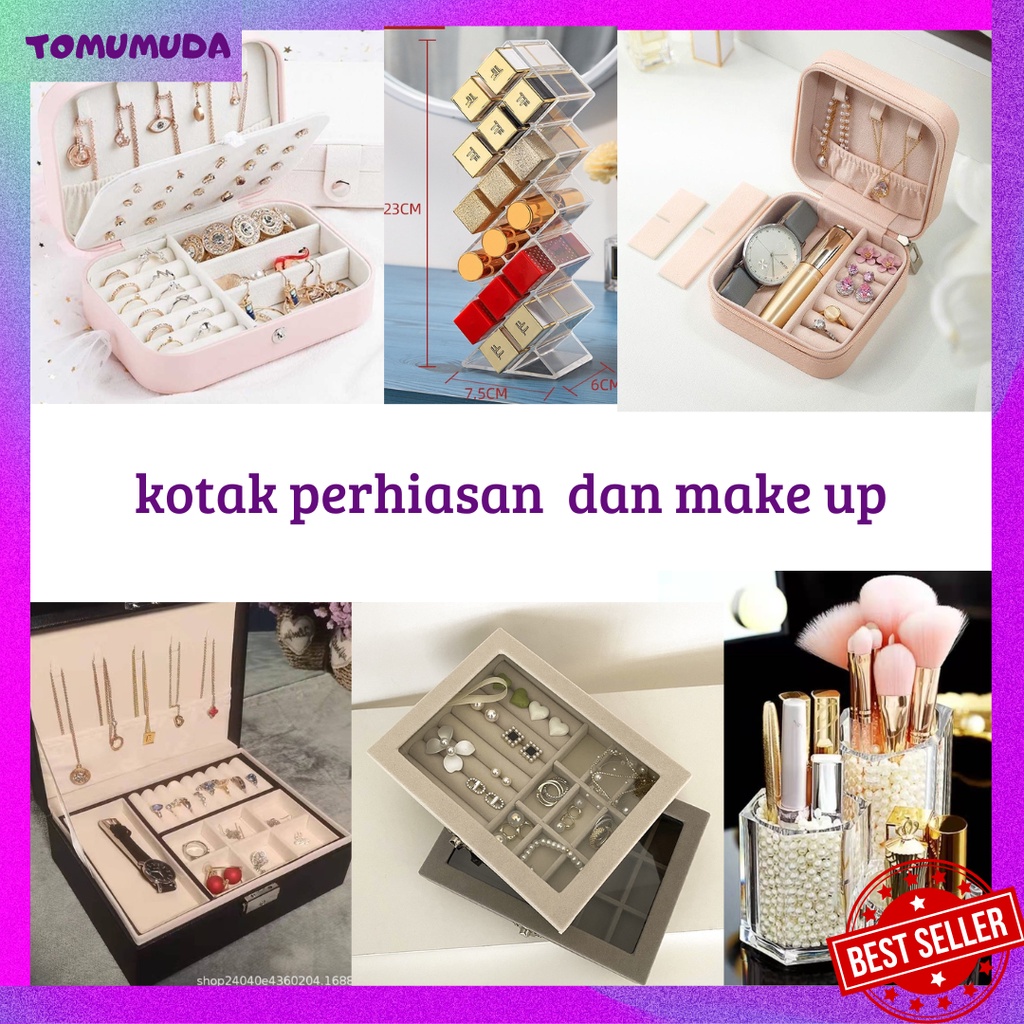 TOKOMUDA  KOTAK PENYIMPANAN PERHIASAN JEWELRY BOX ANTING KALUNG CINCIN AKSESORIS MINI TRAVEL PORTABEL KT14