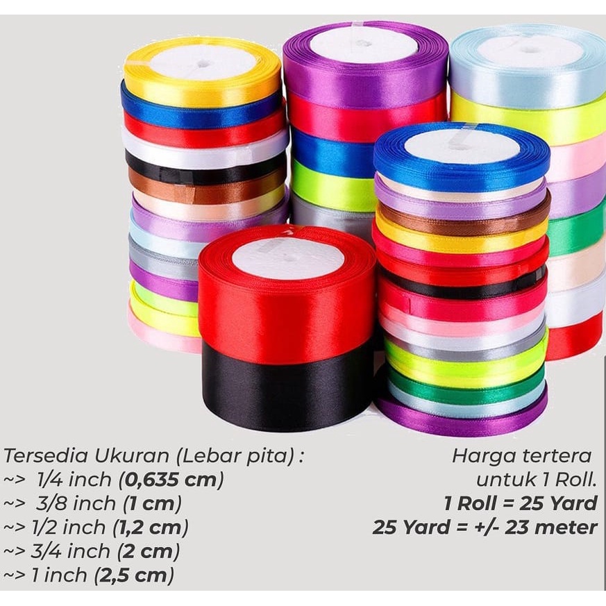 

Pita Satin/pita saten/Pita 3/8" inchi atau ukuran 1cm