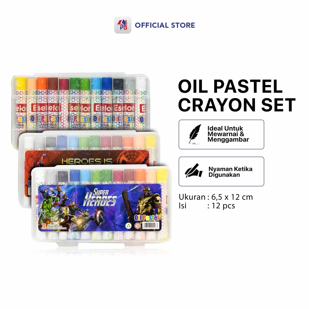 

Crayon / Crayon Set / Crayon Anak / Crayon Eselon 12 Macam Warna dan Karakter Lucu / PB EDUKASI ANAK - PBNB