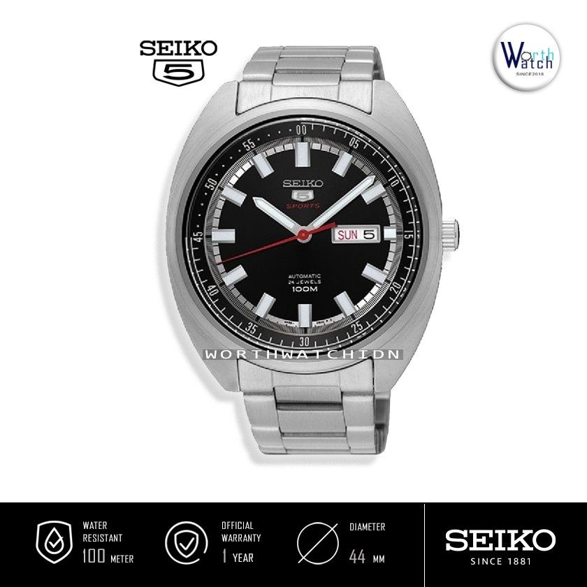 Jam Tangan Pria Otomatis Seiko 5 Sports Turtle Automatic Black Dial Stainless Steel SRPB-19-K1