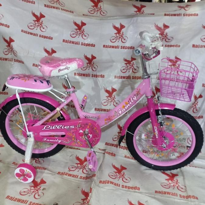 Sepeda Anak 16 Mini Family Lillies Keranjang Boncengan Roda Bantu