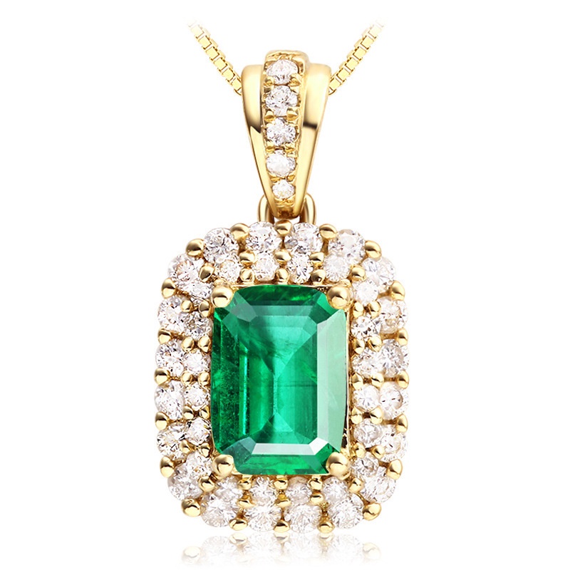 Kalung Lapis Emas Emas Asli Kadar 375Dengan Liontin Batu Permata Emerald Turmalin Berlian Mewah Untuk Wanita