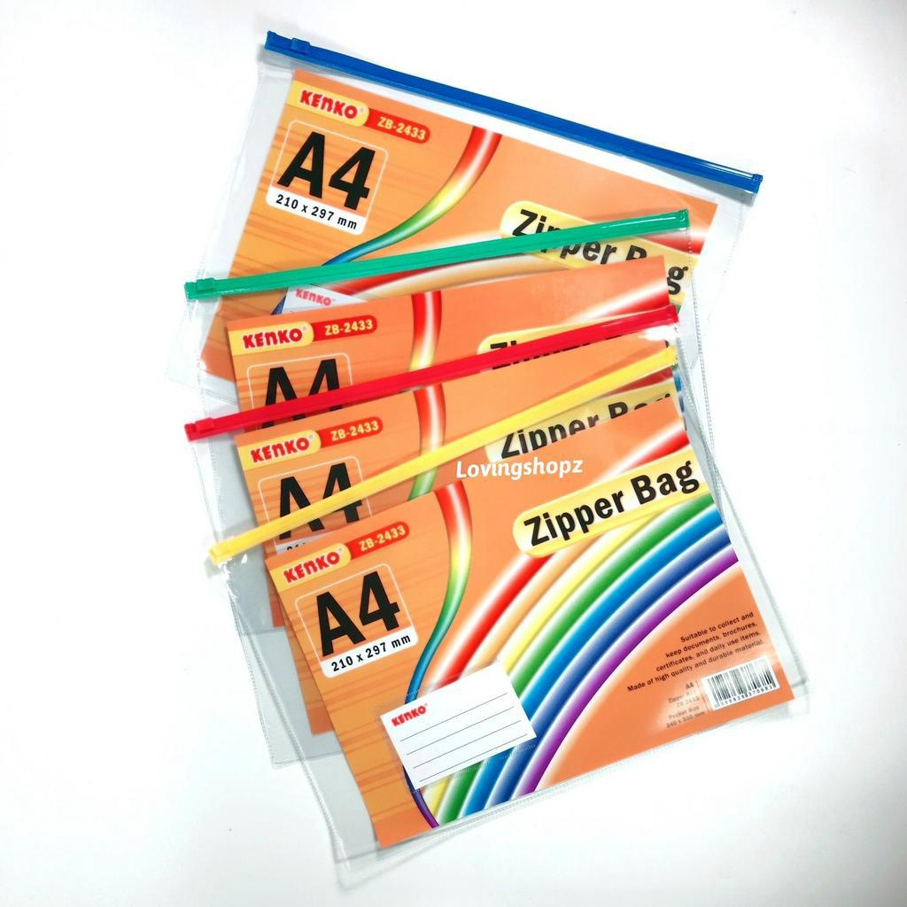 ZIPPER BAG A4 KENNKO / MAP DOKUMEN PLASTIK PVC/KENNKO Zipper Bag A4 / Map Dokumen Plastik PVC