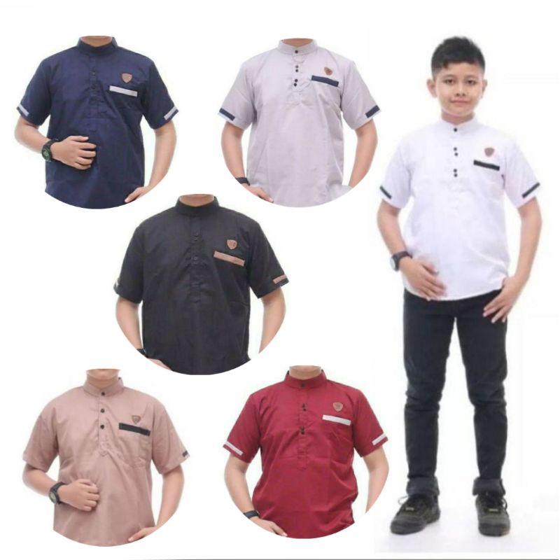 Baju koko anak usia 7-15 tahun lengan pendek/kurta anak tanggung/koko kurta