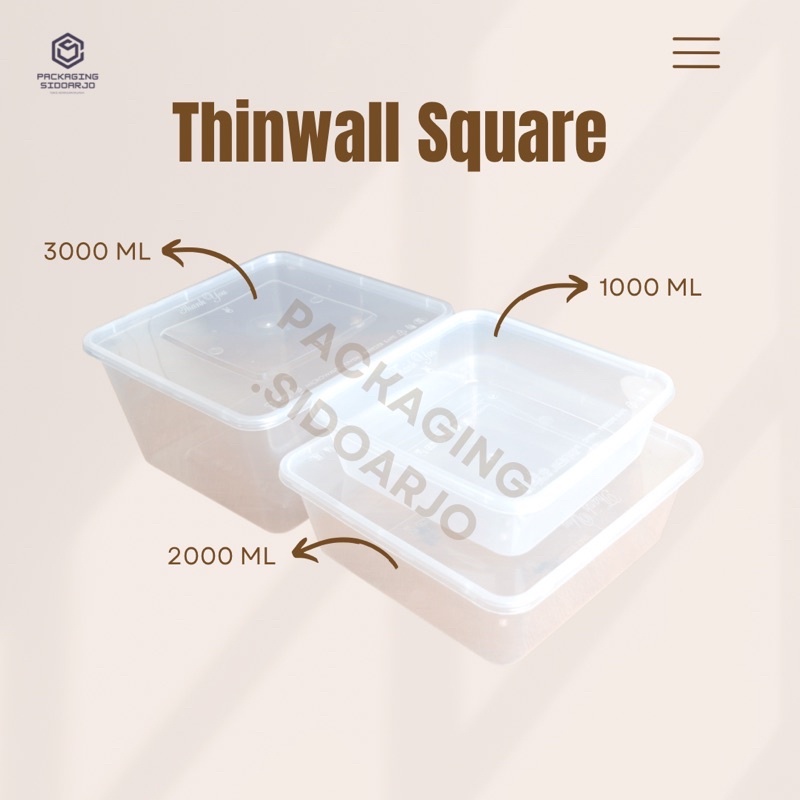 Thinwall Square  1000ml/Thinwall Kotak 1000ml/Thinwall Kotak/Container Food/Thinwall Plastik/Kotak M