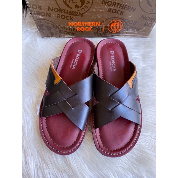 PSPGN.CO | ORIGINALS BRAND D’BOSCHA EH2 4034 COFFEE SANDAL PRIA KULIT CROSS SLIDE IN KASUAL SUPER SA