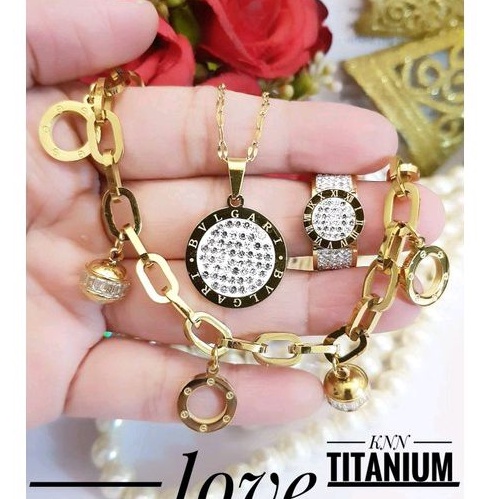 Set Perhiasan Wanita Gold Titanium Import 219225