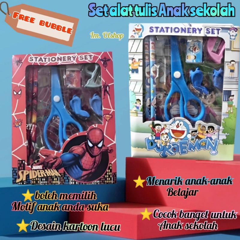 set Tulis Anak 9 in 1/Set Tulis anak Karakter/Perlengkapan sekolah anak