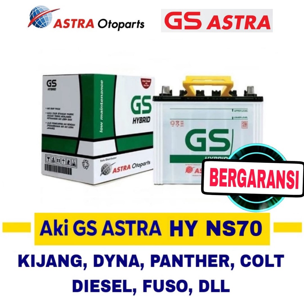 Aki Mobil GS Astra NS70 Aki Basah untuk mobil Kijang, Dyna, Panther, Colt Diesel, Fuso, dll