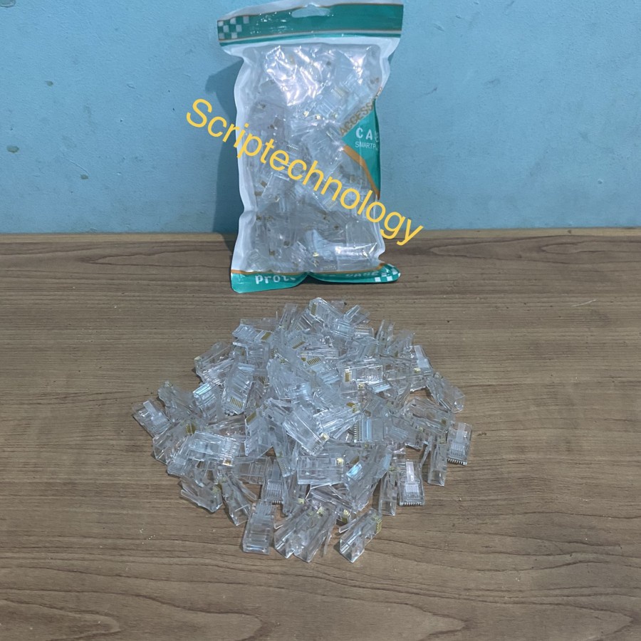 Konektor Rj45 Lan / Rj 45 Satu Kotak Isi 100 Pcs Untuk Cat5e High Quality