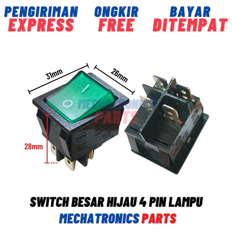 [SWI-9107] SWITCH BESAR HIJAU 4PIN LAMPU