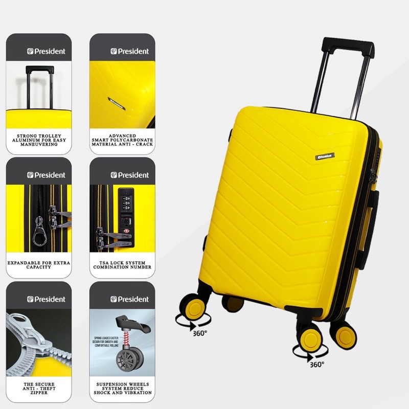 Tas Koper Travelling President PPZ 1501 Koper 20/24/28 Inch Hardcase Expand Anti Theft