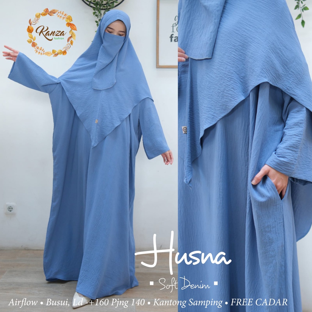 Husna Syari Gamis Muslim Free Cadar Original Produk By Kanza Fashion