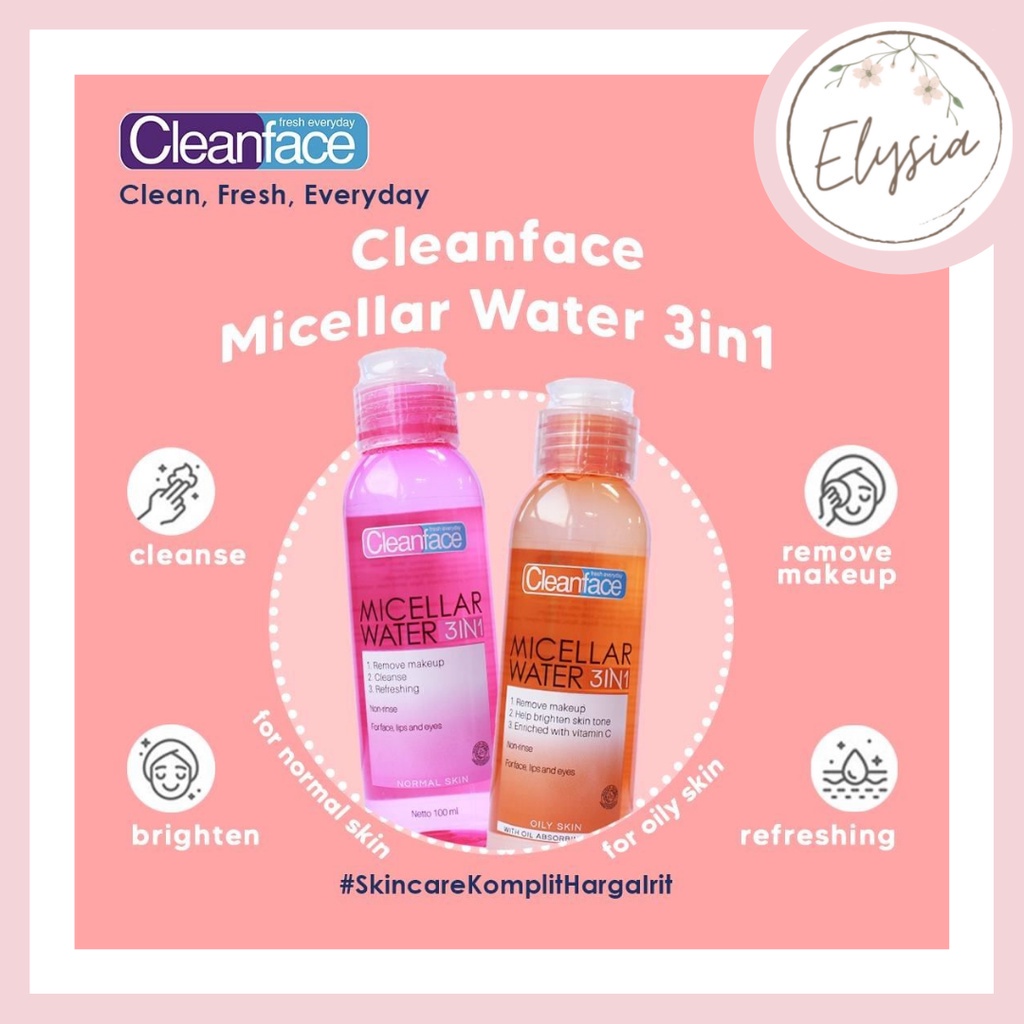 ✨ ELYSIA ✨ [TERMURAH] CLEAN FACE Micellar Water 100 ml | Cleanface Micellar Water by Purbasari BPOM