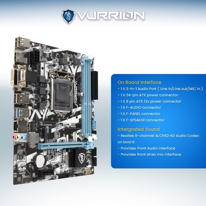 Vurrion H61M-SV2 Duravel Intel Motherboard H61 LGA 1155 DDR3 NVMe