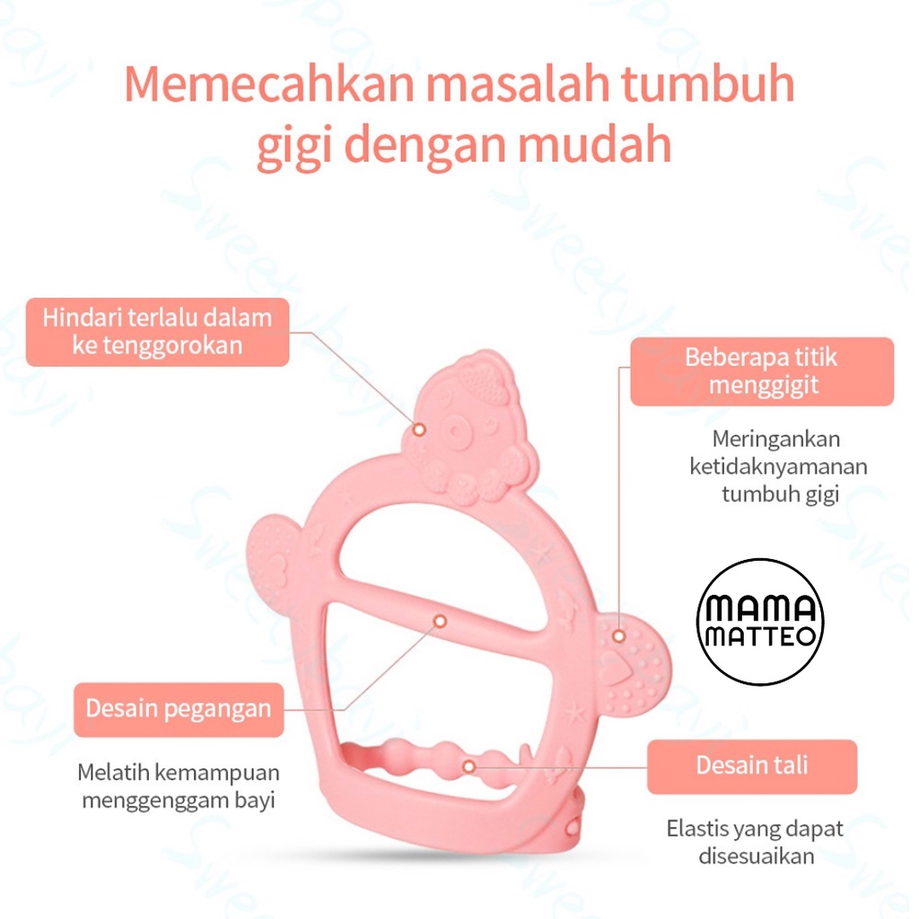 TEETHER Gelang Bayi SIlikon / Bahan Food Grade Silicone / Gigitan Tangan Bayi / Warna Pink Biru Merah Hijau Brown Mauve