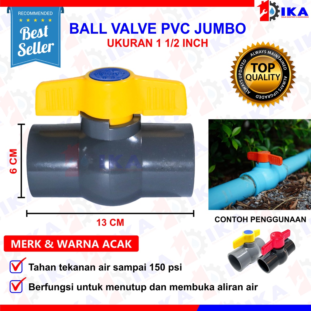ball valve stop kran pengatur aliran air ukuran 11/2 dan 11/4  lafuma 100% Original / on off bola plastik tebal kuat anti bocor valve ball balvalve