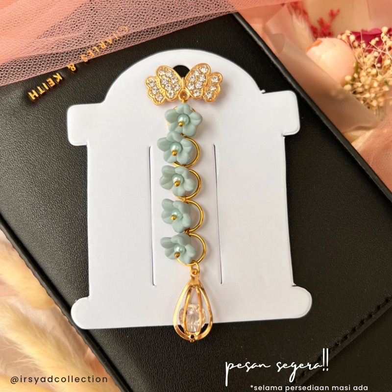 Bros Hijab Edisi Bunga Bunga kecil , Bros Hijab Bentuk 5 Bunga , Bros Warna Gold , Bros Pin Aksesoris Tambahan