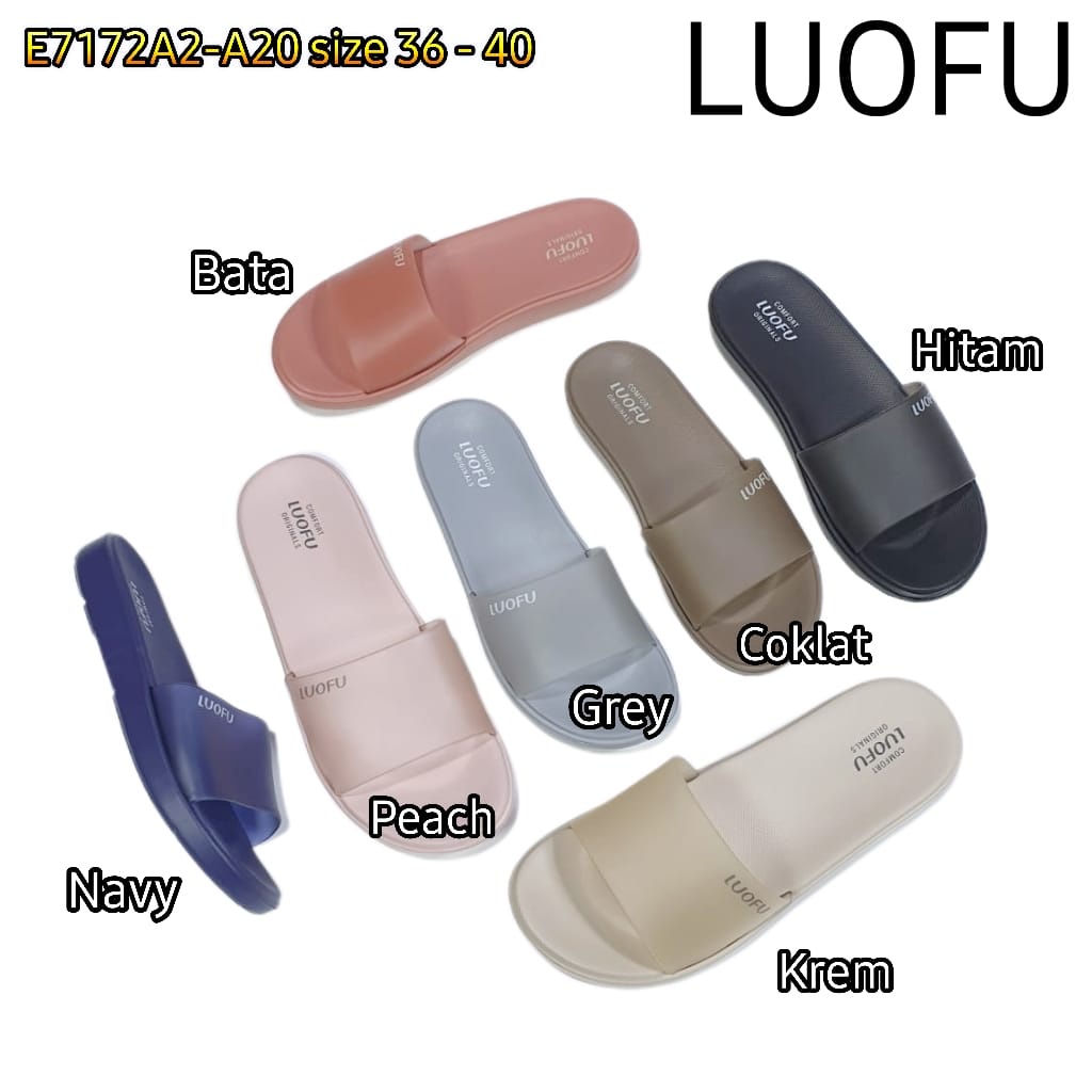 LUOFU ORIGINAL jelly sandal karet empuk murah wanita selop murah import cewek E7172A2-A20
