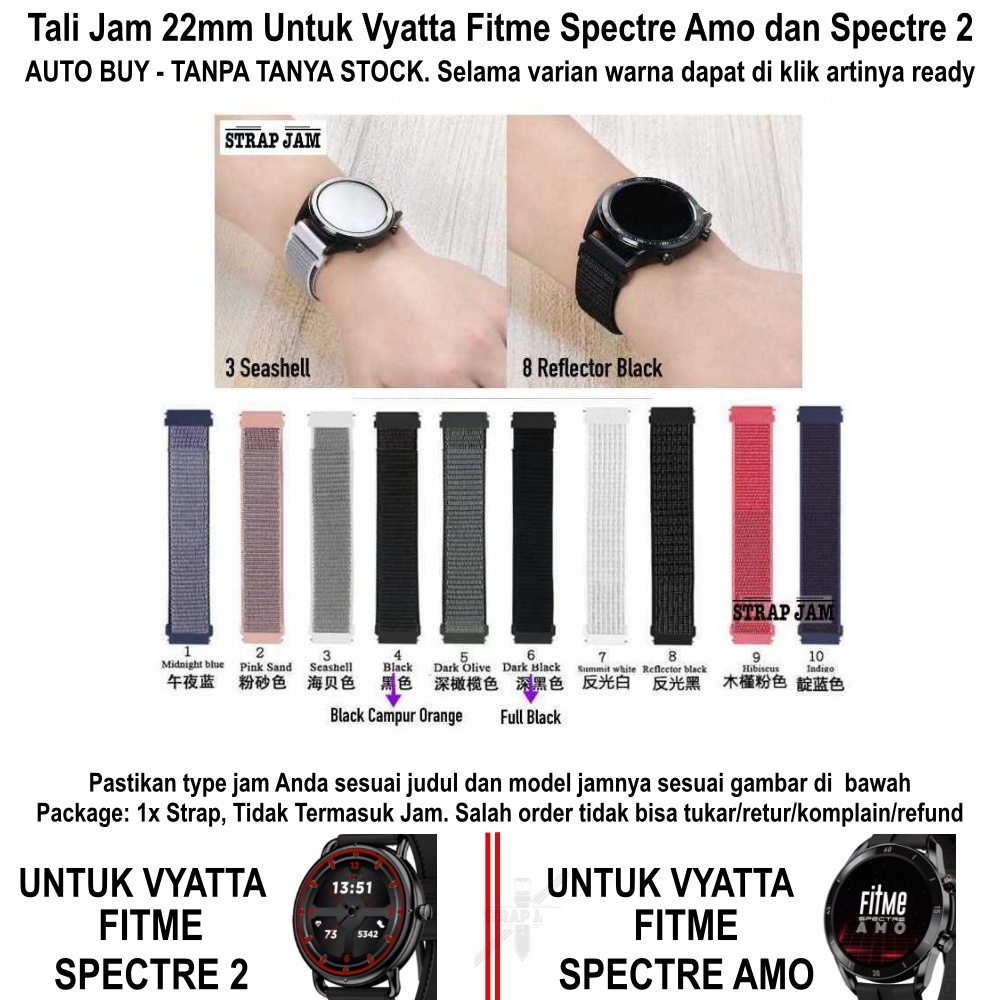 Tali Jam Vyatta Fitme Spectre 2 / Amo - Strap 22mm Sport Loop Velcro Nylon Krekan