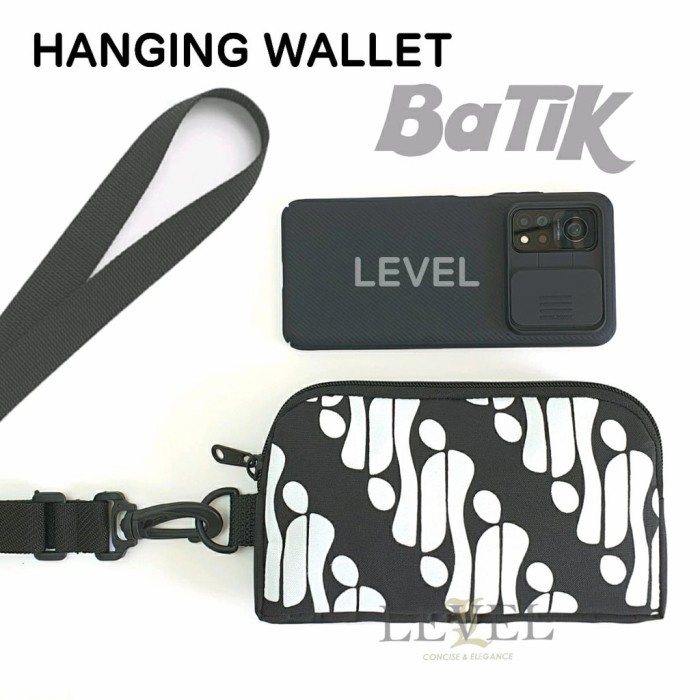 tas hp wanita DOMPET TAS SELEMPANG PRIA WANITA HP LEVEL HANGING WALLET BATIK - Hitam R3C6 TERBARU BA