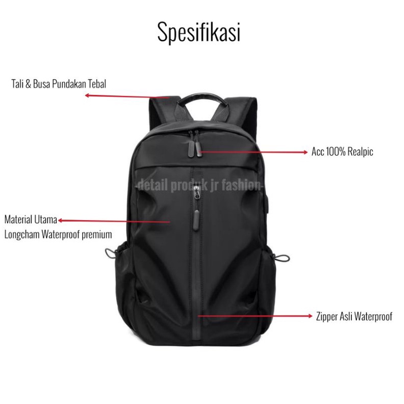 Tas Ransel Laptop Kerja Sekolah Pria Anti Air Bahan Waterproof Premium Stylish Fashionable LCM01
