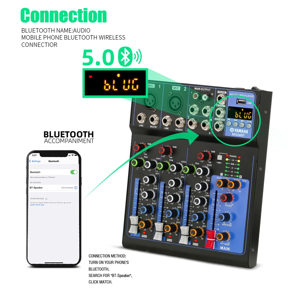 AUDIO MIXER YAMAHA mixer profesional 4-channel MG04BT mixer USB penguat sinyal Penguat KTV penguat kinerja panggung penguat kinerja panggung