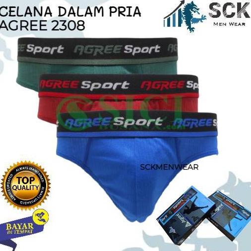 [ISI 3] Celana Dalam Olahraga Pria AGREE 2308 / CD Pinggang Karet MODEL BOXER Sport / Pakaian Dalam 
