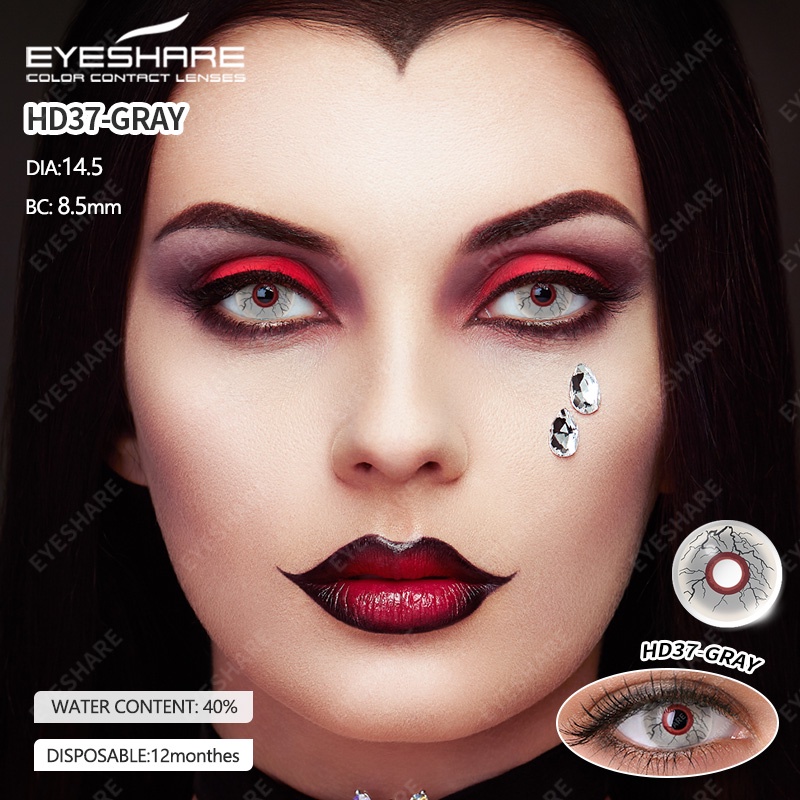 NEW【COD】 Halloween 2pcs Seni Gothic Gila Lensa Kontak Cosplay Manga Lensa Halloween Kontak-SOFTLENS