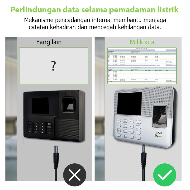 ZKTeco Mesin Absensi Sidik Jari Mesin Absensi Garansi satu tahun Fingerprint Bahasa Indonesia-seri LX