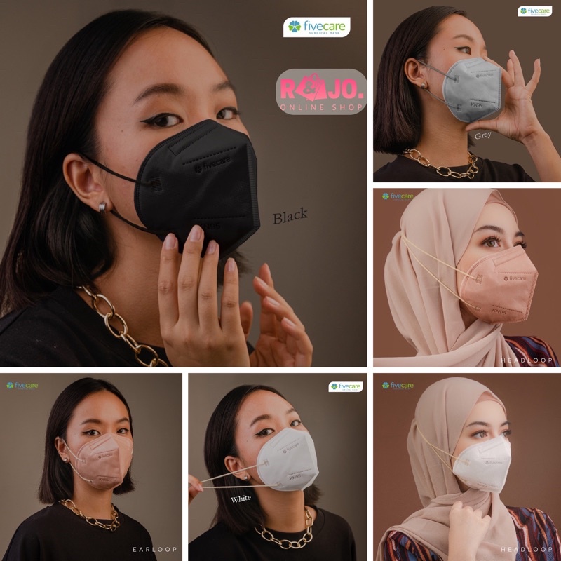 FIVECARE KN95 6PLY FILTER HEADLOOP EARLOOP SURGICAL FACE MASK isi 10 pcs