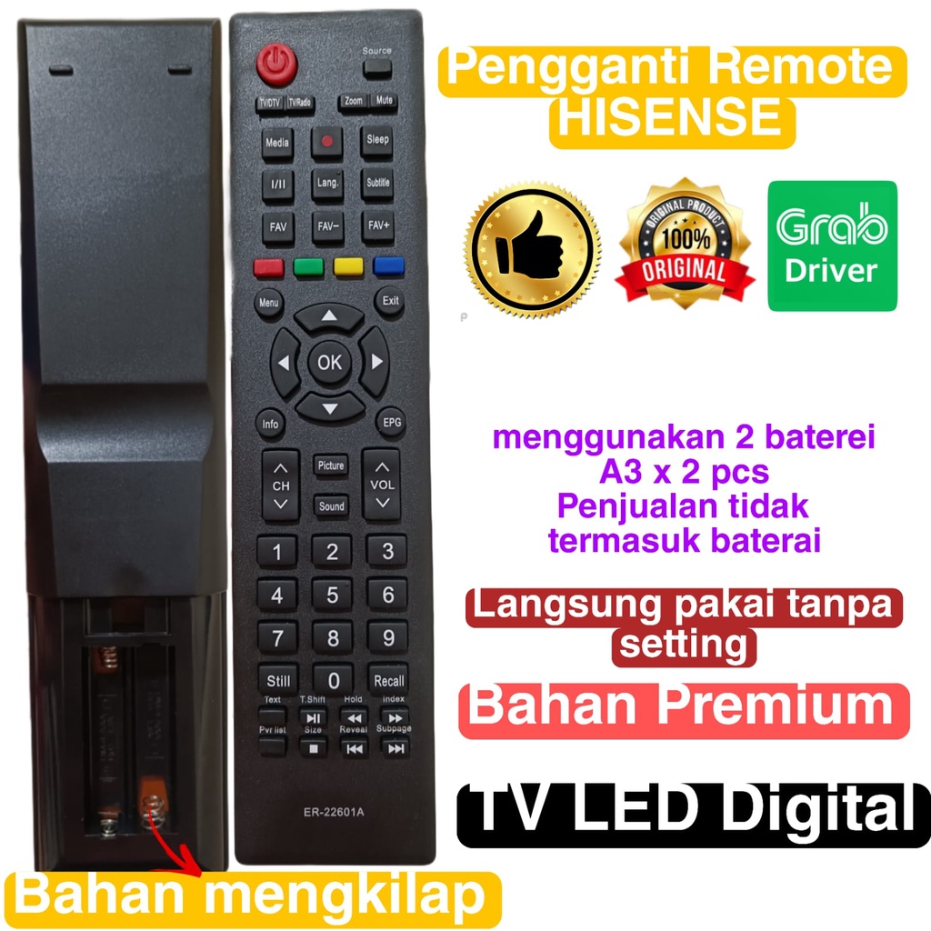 REMOTE TV LED DIGITAL HISENSE DIGITAL ER-22601A REMOTE 1404