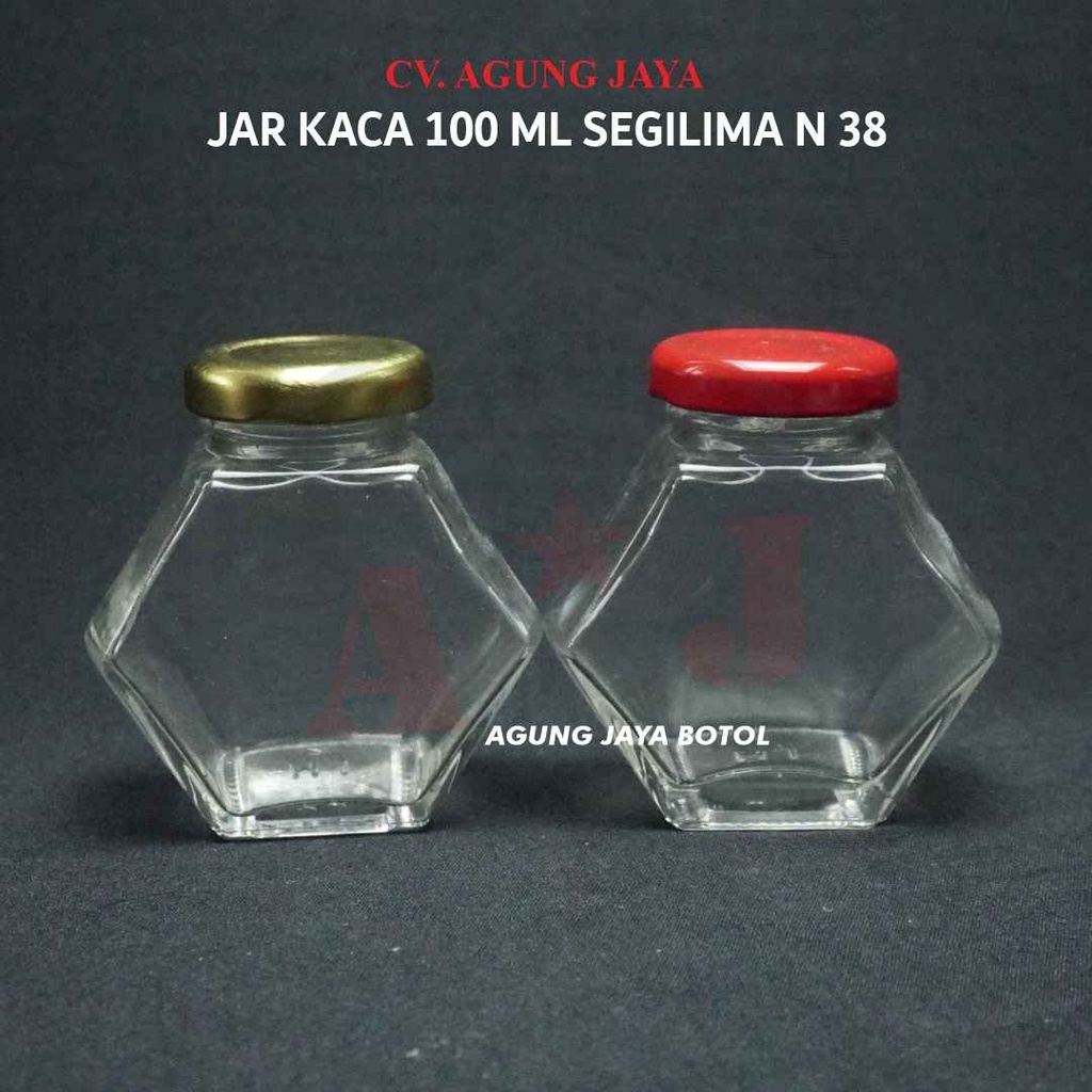 Botol Kaca Madu Hexagon 100 ml Tutup Alumunium
